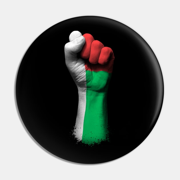 Flag of Madagascar on a Raised Clenched Fist Pin by jeffbartels