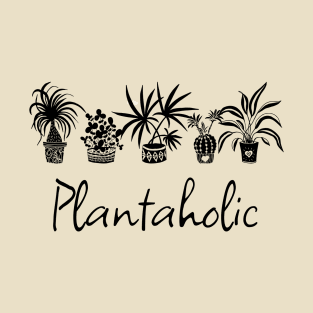 Plantaholic Potted Plants (Black) T-Shirt