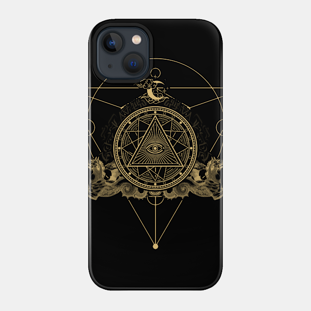 all seeing eye over sacred geometry - Magic - Phone Case