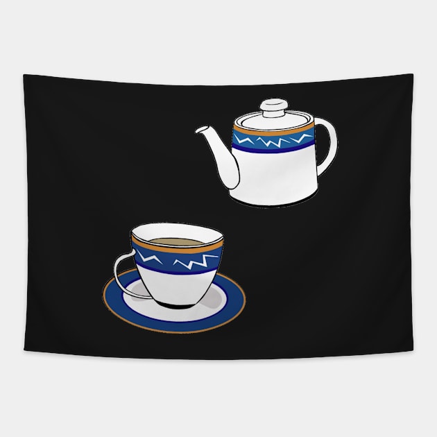 Tea Cup Print Tapestry by luckylucy