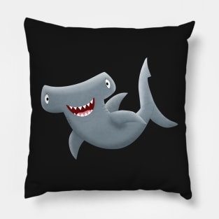 Funny cute hammerhead shark cartoon illustration Pillow