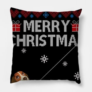 Merry Christmas Funny Naughty Beagle Pillow