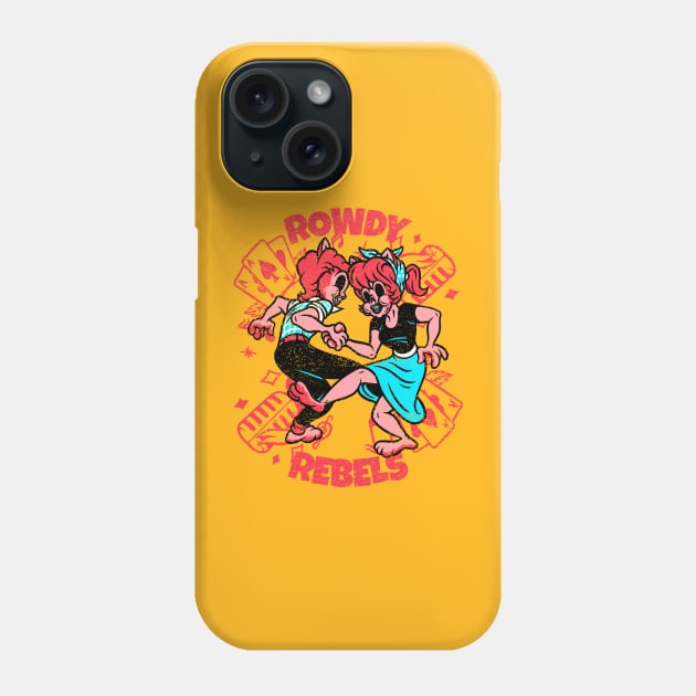 Cool Vintage "Rowdy Rebels" Rockabilly Phone Case by TOXiK TWINS