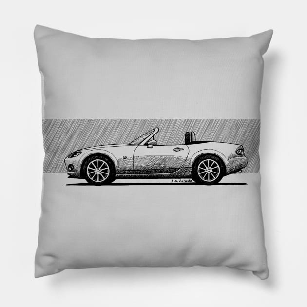 Drawing of the Japanese roadster Pillow by jaagdesign