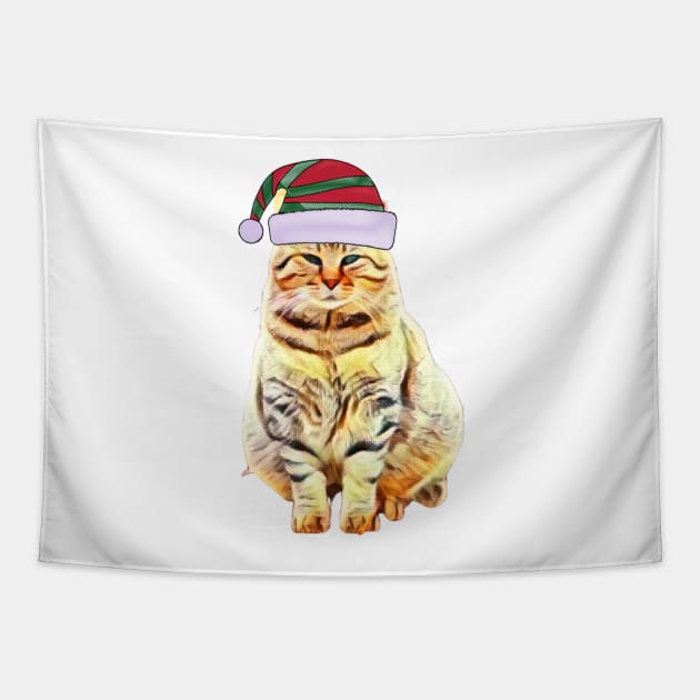 Merry Christmas 2021, Cat with a hat, Christmas gift Tapestry by BeatyinChaos