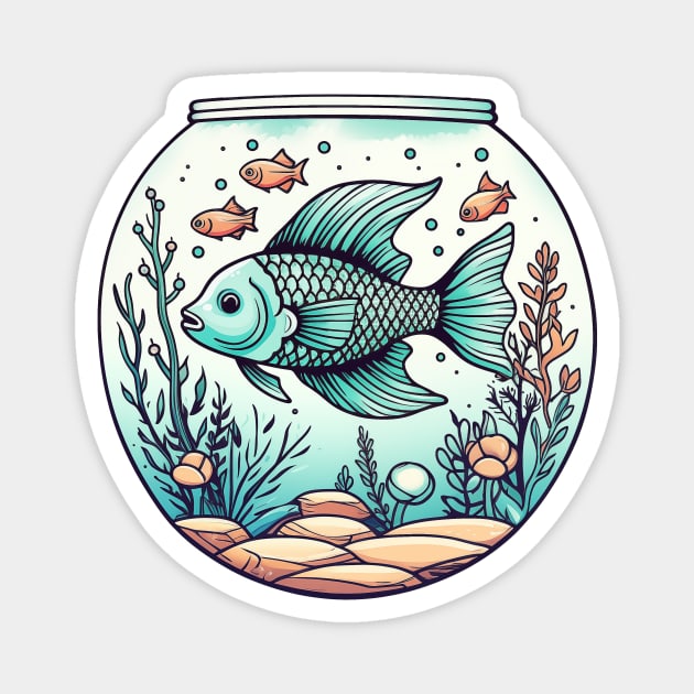 Aquariums are so addictive | Fish Tank Doodle! Magnet by Malinda