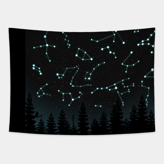 Constellations V2 (Trees are Transparent) Tapestry by Lumos19Studio