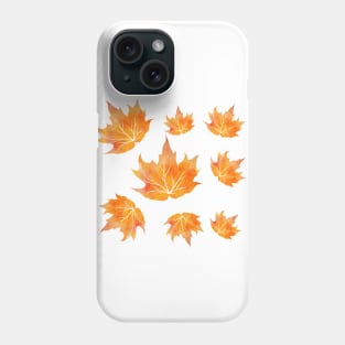 Celebrate Autumn with Fall Maple Leaves in a Blue Background Phone Case