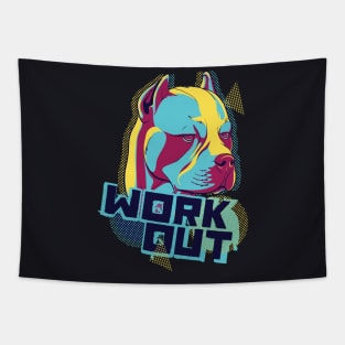 Work out Dog Pit Bull Doghead Tapestry