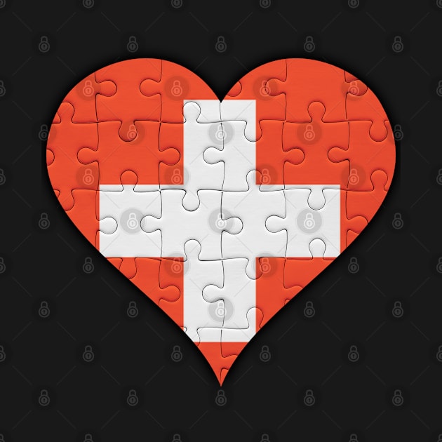 Swiss Jigsaw Puzzle Heart Design - Gift for Swiss With Switzerland Roots by Country Flags