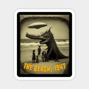 The Beach, 1947: Retro Science Fiction Alien Photography Magnet