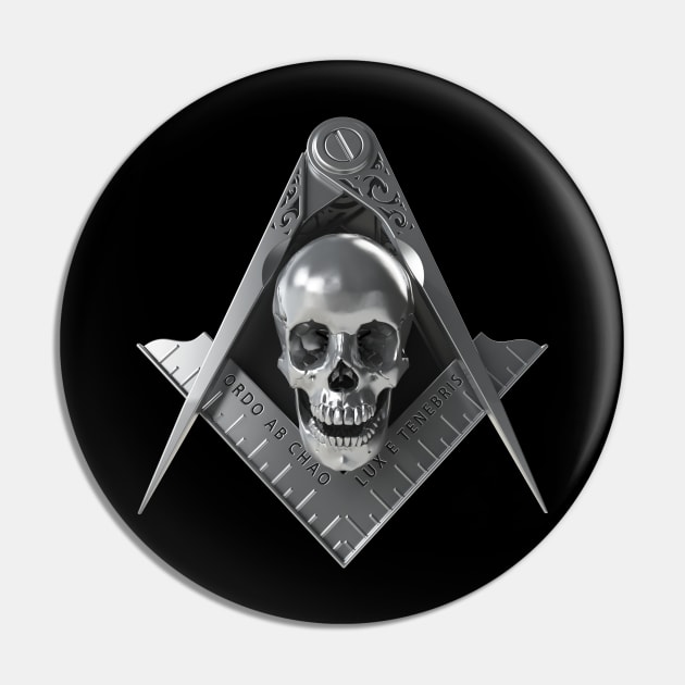 Silver Skull Square & Compass Masonic Freemason Pin by Master Mason Made