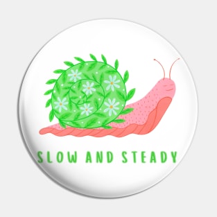 Slow and steady floral snail Pin