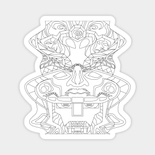 white zentangle olmec sentinel head ecopop Magnet