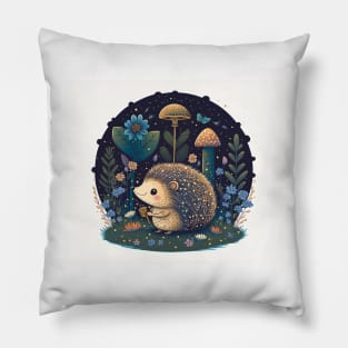 Hedgehog Fairy Tale Scene Pillow