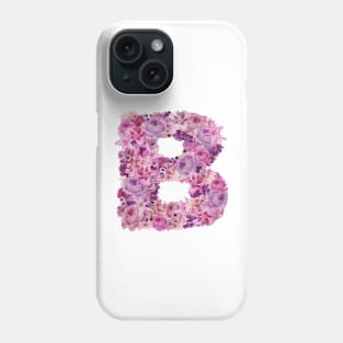 Pink Floral Letter B Phone Case