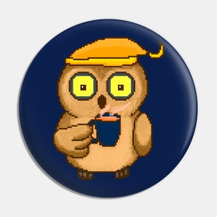 Night owl with a mug Pin