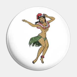 I'm just here to get laid! Hawaii Hawaiian Lei Bikini Hula Girl Vintage Distressed Graphic Pin