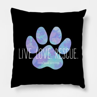 Live Love Rescue Blue Dog Paw Pillow