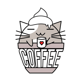 Meowcha in cup grey T-Shirt