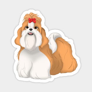 Red & White Shih Tzu Dog Magnet