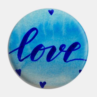 Valentine's Day Watercolor Love – blue Pin