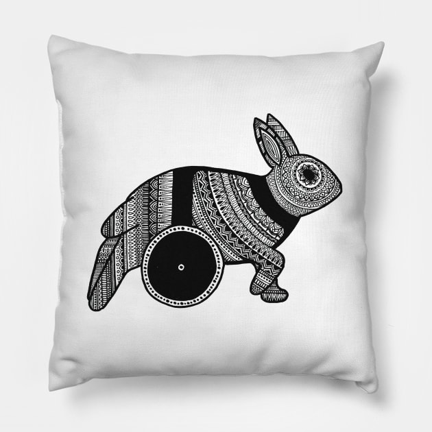 Bunny on Wheels Pillow by calenbundalas