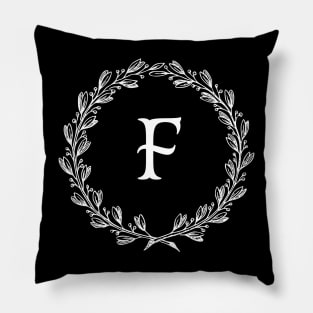 Beautiful Letter F Alphabet Initial Monogram Wreath Pillow