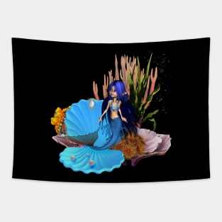 Little mermaid in the deep ocean Tapestry