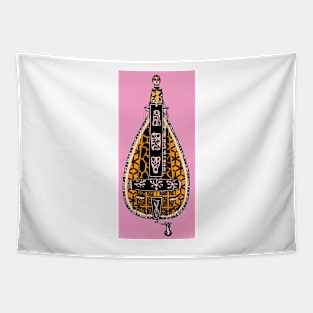 Hurdy-Gurdy with pink background Tapestry