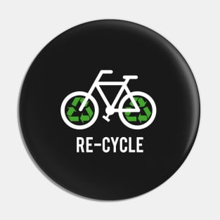 Recycle, bicycle with recycling symbol, black t-shirt, black shirt for cyclists Pin