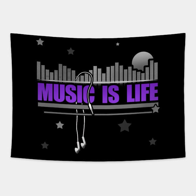 Music is Life Tapestry by tatzkirosales-shirt-store