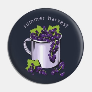 Mug with fresh black currant berries. Summer harvest Pin