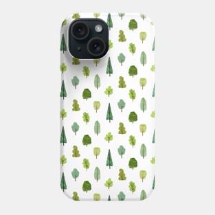 Woodland trees on white Phone Case