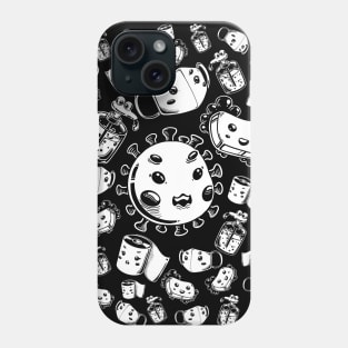 Corona virus cartoon character BW Phone Case