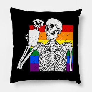 Skeleton and Coffee LGBT | LGBT Pride Pillow