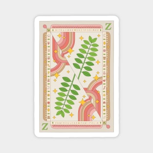 Zamioculcas Zamiifolia ZZ Plant Illustration with Playing Card Design for Plant Mom Plant Daddy Magnet