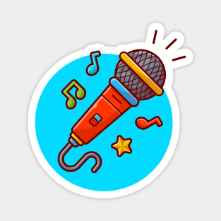 Microphone with Note and Tune of Music Cartoon Vector Icon Illustration Magnet