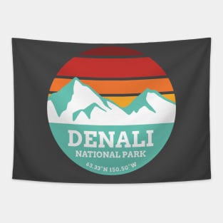 Denali National Park Retro Sticker Tapestry