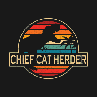 Chief Cat Herder Dinosaur T-Shirt