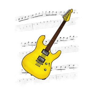 Guitar Tab Electric Guitarist Music Notation Musician (Yellow) T-Shirt