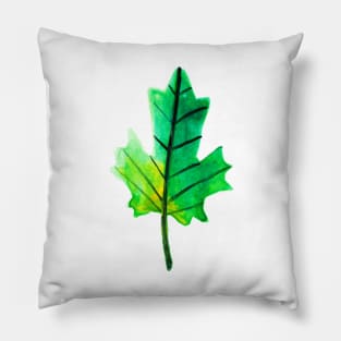 Watercolor Green-Yellow Leaf Pillow