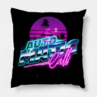 Automatic Call Synthwave Sun Palm Trees Pillow