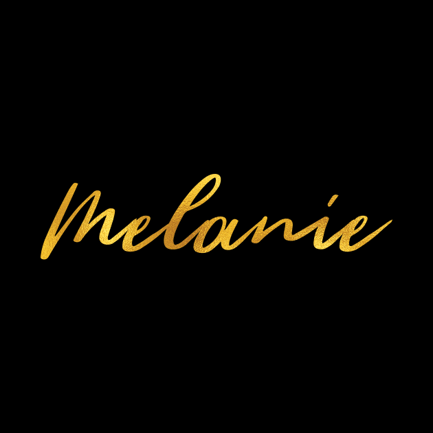 Melanie Name Hand Lettering in Faux Gold Letters by Pixel On Fire