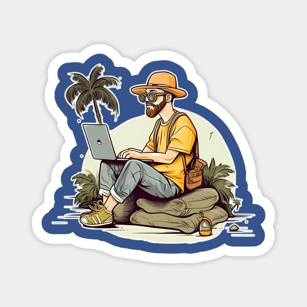 Digital Nomad World Traveler Jetsetter Freelancer Magnet by Grassroots Green