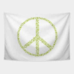 Floral Peace Sign - Lime Green Tapestry