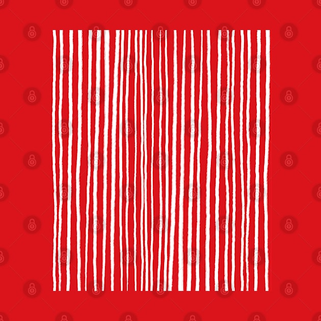 Red and White, Free Hand, Vertical Stripes by OneThreeSix