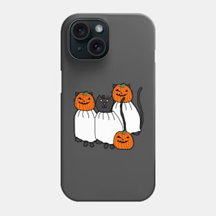 Halloween Horror Cats in Pumpkin Head Costumes Phone Case