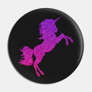 Bright Pink Purple Ombre Faux Glitter Unicorn Pin