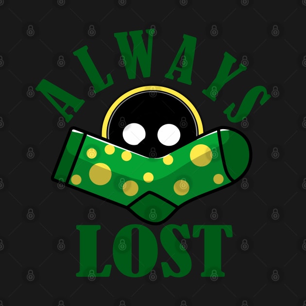 Always lost green sock with yellow dots and mean washing machine face by alcoshirts